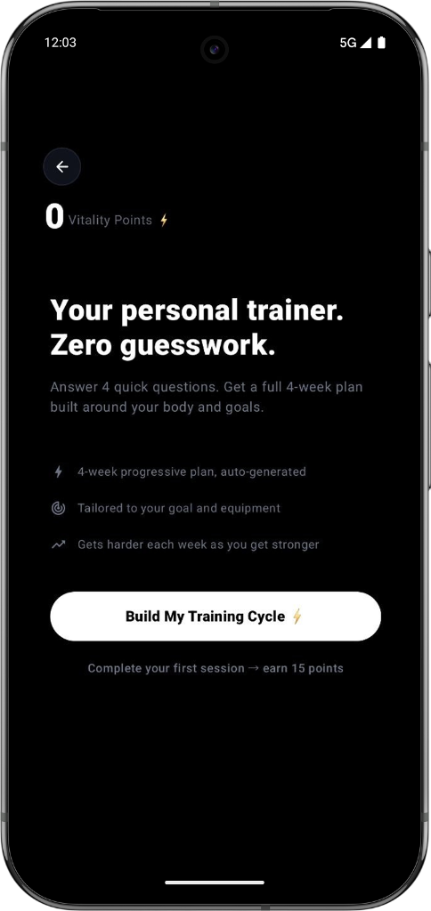 A plan that gets harder
every week. On purpose.